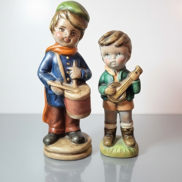 Other - Charming Vintage Porcelain Figurines: Drummer & Banjo Player Duo